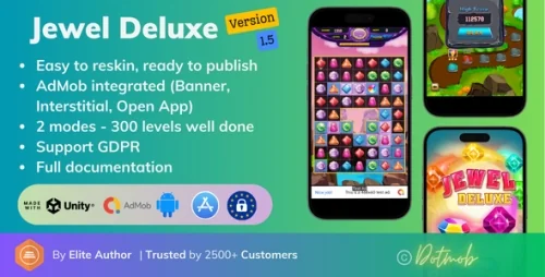 Jewel Deluxe v1.5 - Unity 完整项目(Android + iOS + AdMob)
