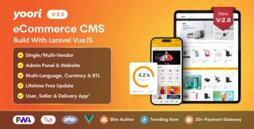 YOORI 电子商务 v2.0 - 单一和多供应商 PWA 市场 CMS