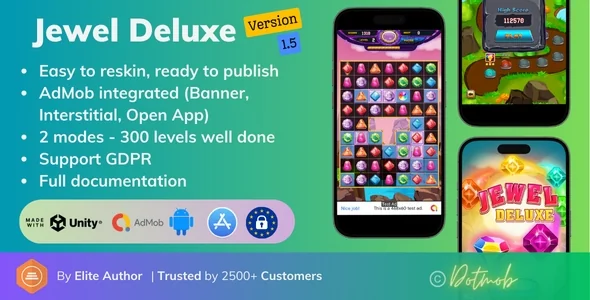 Jewel Deluxe v1.5 - Unity 完整项目（Android + iOS + AdMob）