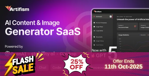 Artifism v6.2.0 - AI Content & Image Generator SaaS - nulled