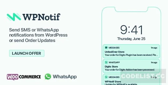 WPNotif v3.0.0.1 - WordPress SMS &amp; WhatsApp Notifications