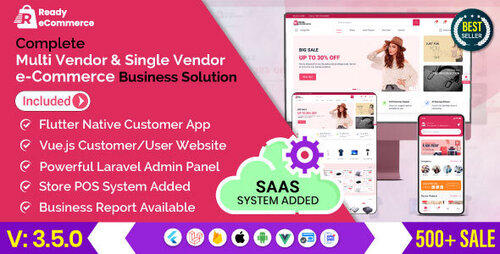 More information about "Ready ecommerce v3.5.0 - Complete Multi Vendor e-Commerce Mobile App, Customer Website with Store POS"