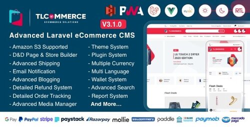 More information about "TLCommerce v2.1.1 - Laravel & VueJS Powered Ecommerce CMS with PWA - nulled"