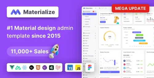More information about "Materialize - React - Next.js, Vuejs, HTML, Laravel & Asp.Net Material Design Admin Template"