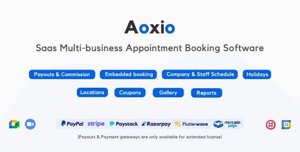 Aoxio v1.8 - SaaS Multi-Business Service Booking Software