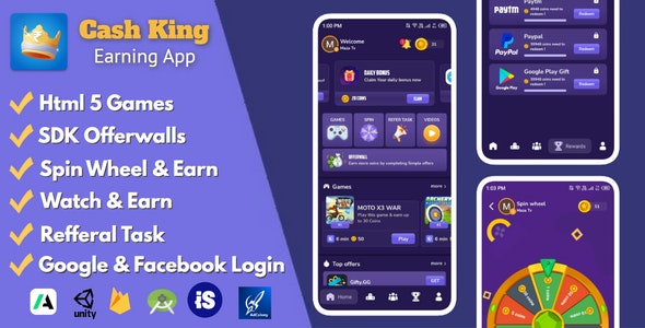 Cash King v1.0 - 带管理面板的 Android 赚钱应用程序-第1张图片-Ceacer网络