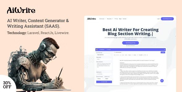 AiWrite v1.5 – AI 作家、内容生成器和写作辅助工具 (SAAS)