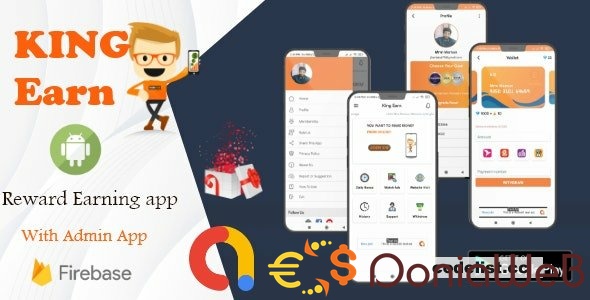 KingEarn v3.0 - 带有管理应用程序的 Android 奖励赚取应用程序