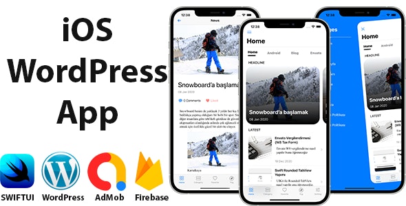 适用于博客和新闻网站的 SwiftUI iOS WordPress 应用程序，带有 AdMob、Firebase 推送通知和小部件-第1张图片-Ceacer网络