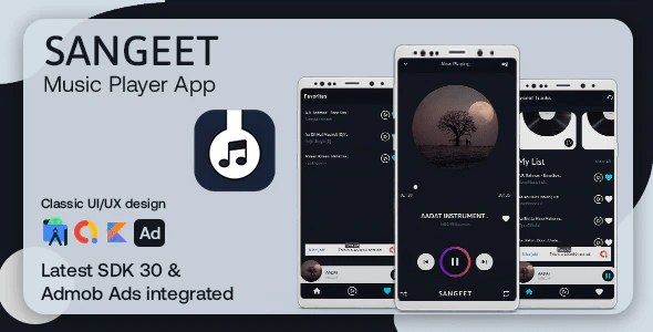 Sangeet 音乐播放器 – Android 应用程序 – 带有 Admob 广告 – 移动