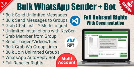 WaSender 批量 WhatsApp 发送器 + 群组发送器 + WhatsApp 自动回复机器人 (V3.2.0)