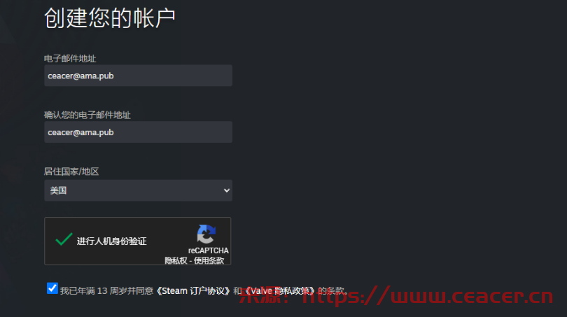【Ceacer 百科】2024如何注册steam账号，以及遇到问题-第2张图片-Ceacer网络
