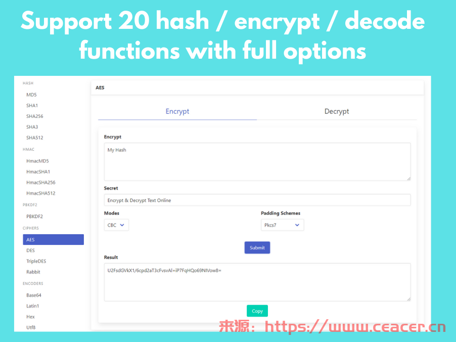 MyHash v2.0 - 在线加密和解密文本 - Firebase 版本-第1张图片-Ceacer网络