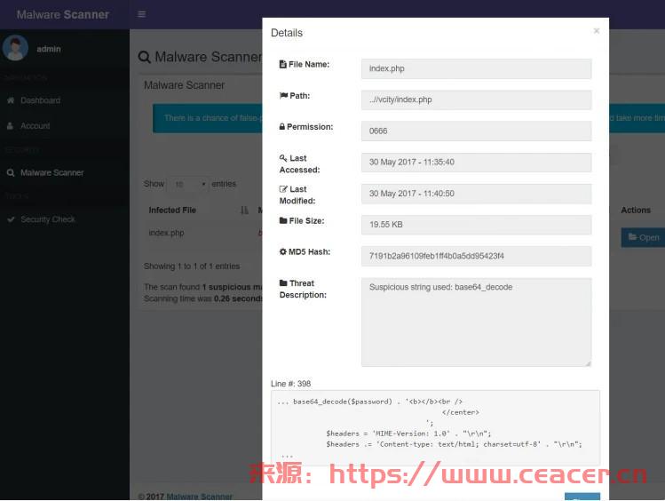 恶意软件扫描程序 - 恶意代码检测器PHP源码-第2张图片-Ceacer网络