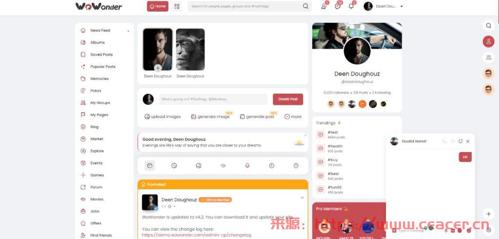 WoWonder v4.3.3 - 终极 PHP 社交网络平台源码-第1张图片-Ceacer网络