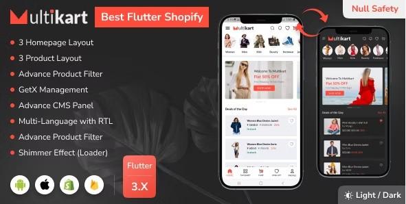 Multikart v2.0 - 最佳 Shopify Flutter 电子商务完整应用程序