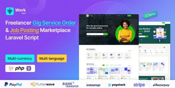 Workzone v3.0.0 - 自由职业者市场，提供零工服务订单和职位发布 Laravel 脚本