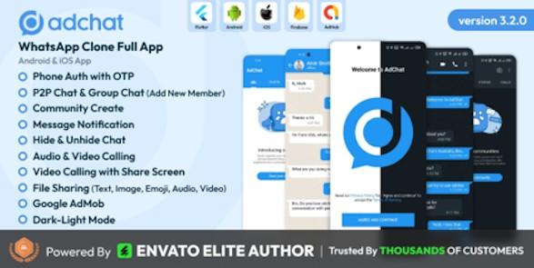 AdChat v3.2.0 - WhatsApp 克隆 Android 和 iOS 应用程序